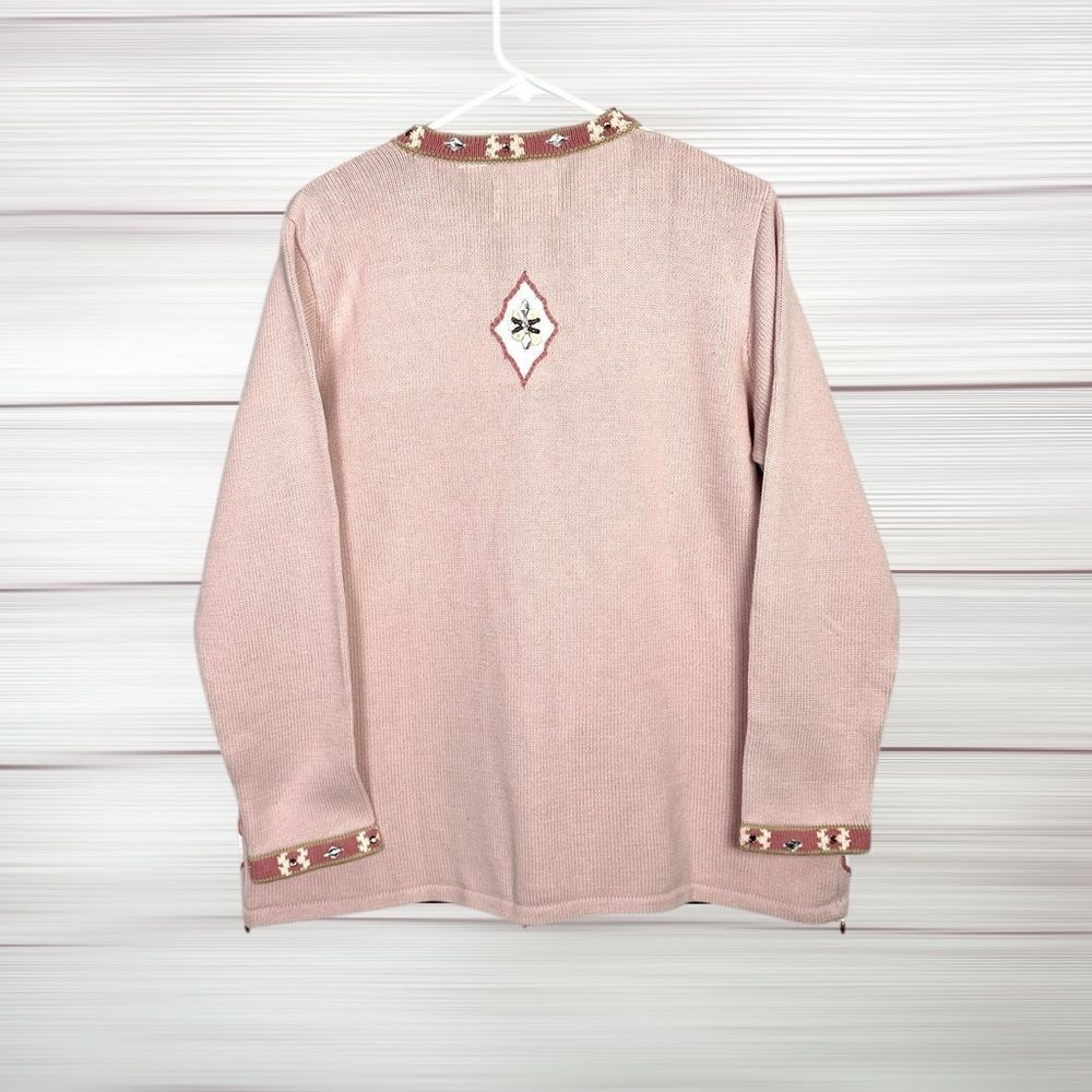 NWT Storybook Knits Cats Design Cardigan Pink Beaded Cotton size 1X Vintage - Picture 9 of 16